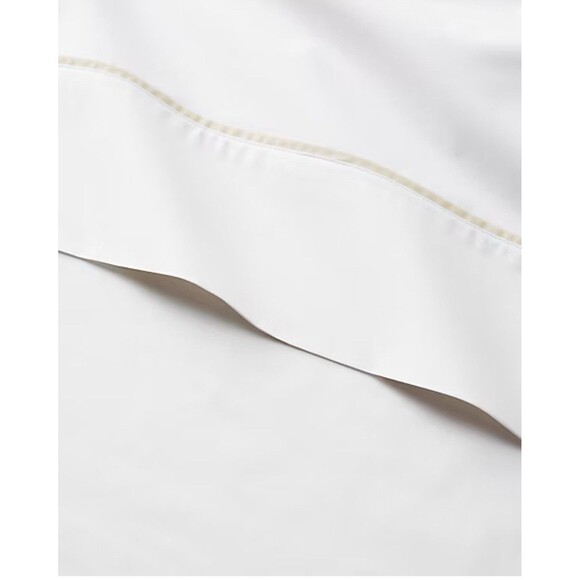 Ralph Lauren Organic Cotton Percale Palmer Full Flat Sheet $150 White/Sand Dune - Picture 2 of 7